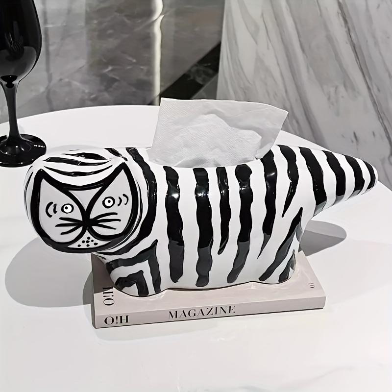 1p Striped Cat Decorative Paper Storage Organizer,Ideal for Living Room, Dining Table, Coffee Table, TV Cabinet Center Decoration, Bedroom Home Decor