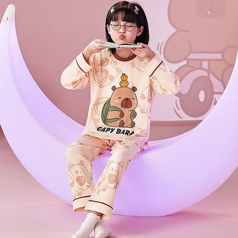 Raglan Sleeve Cartoon Baby Pajamas for Spring and Autumn 2026 - Long Sleeve Pants Set for Medium and Large Girls