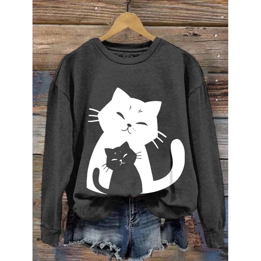 Lovely Cat Sweatshirts Women Fashion 3D Print O-Neck Hoodies Sweats Kawaii Pullovers Coat Long Sleeve Clothes Girls Clothing