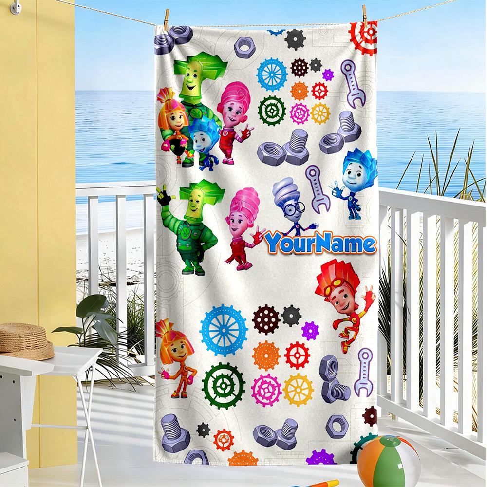 Fixies Personalized Name Beach Towel Quick-Dry Soft Microfiber Suitable for Sports Travel Swimming Yoga Bathroom Beach And Pool