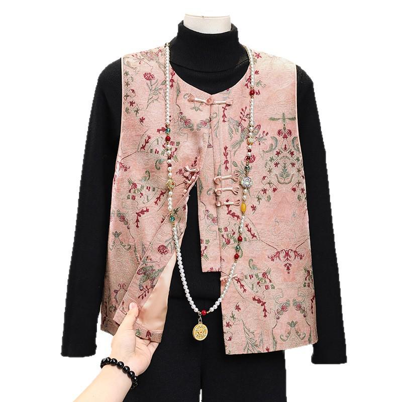 New Embroidered Chinese National Style Vest for Women - Age-Reducing, Sleeveless, Spring/Autumn Fashion for Middle-Aged Mothers