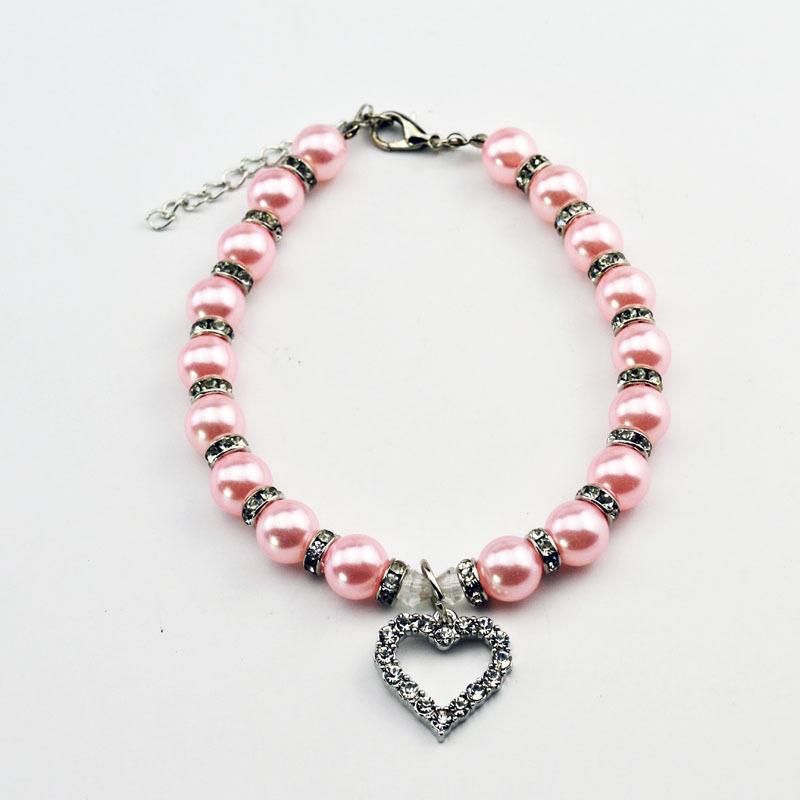 Fashion Pet Puppy Dog Cat Piggy Pearl Necklace Pet Accessories Love PendantPets Dogs Cats Collar