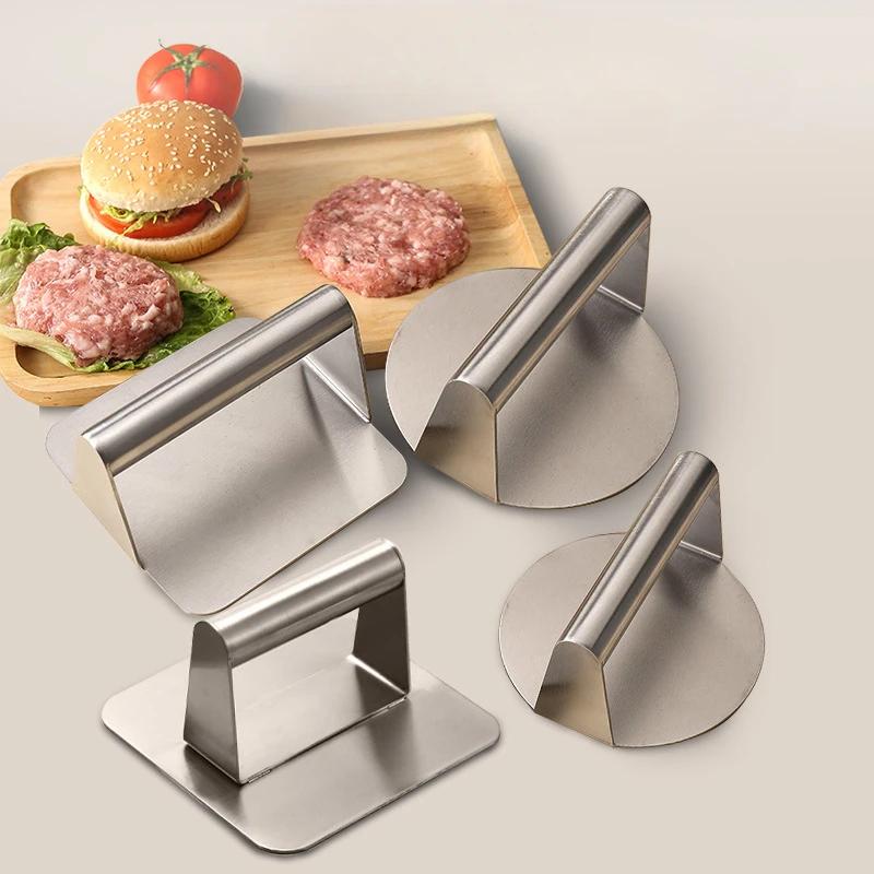 Non-Stick Stainless Steel Hamburger Meat Press Maker Circular Square Smashed Beef Grill Tool Meat Masher Home Kitchen Accessorie