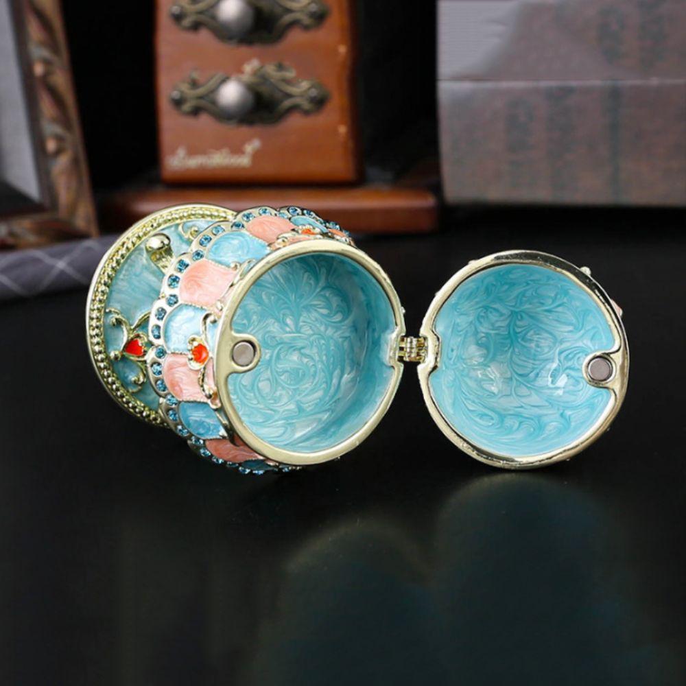 Luxury Enamel Enamel Jewelry Box Hand-Painted Enamel Metal Diamond European Style Jewelry Case Exquisite Design