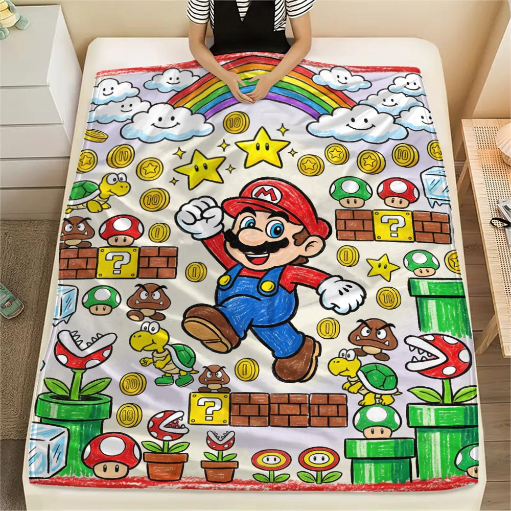 

Mario Crayon Drawing Style Blanket, Mario Fan Cozy Throw, Ideal Gift.chl 75x90cm