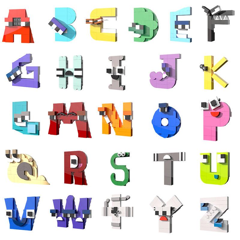 Activating Toys Moc A-Z 26 English Alphabet Letters Lore Diy Building Blocks Set Legend Letters Education Style Bricks Toys For Children Gifts