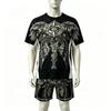 Fashion Summer Casual Retro Angel Wing Printed Round Neck Short Sleeved T-Shirt And Shorts Set Men's and Women's T-shirt Shorts Set