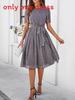 Elegantes Polka-Dot-Kleid mit Print und hoher Taille für Frühling, Sommer, Büro