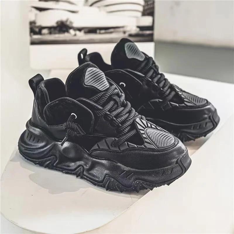 Fashion Chunky Sneaker Men Designer Soft Sole Running Shoes Fashion Casual Microfiber Leather Breathable Height Increased Platform Shoes
