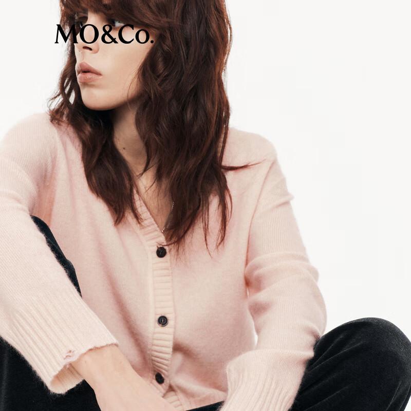 MO&Co. Women's Wool Blend V-Neck Long Sleeve Sweater