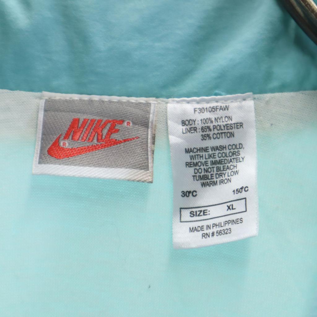 Nike 90s Old Silver Tag Nylon Jacket XL Light Blue Swoosh Women Used