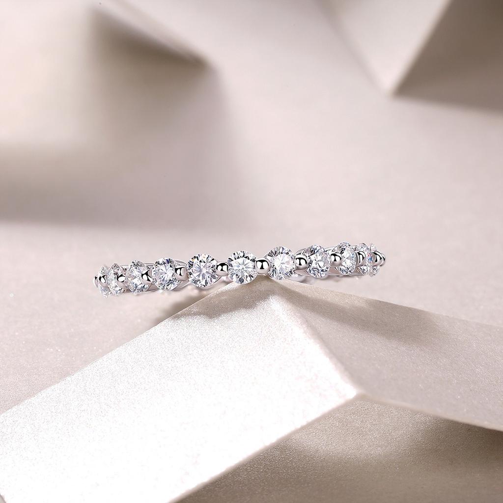 Nabest Platinum Plated CopperLad Grown Diamond Rings Full VVS1 D 3EX Moissanite Wedding Band for Women Jewelry