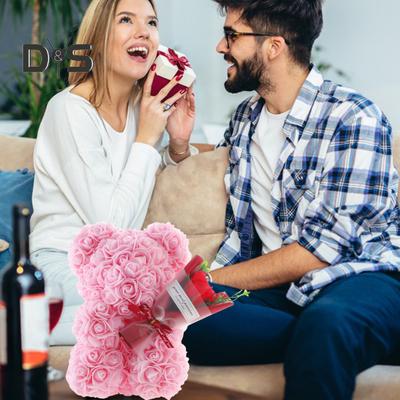 Scatola regalo con orsetto di rose conservate, fiore eterno artificiale, decorazione per fidanzata, moglie, mamma, nonna, San Valentino, anniversario, compleanno