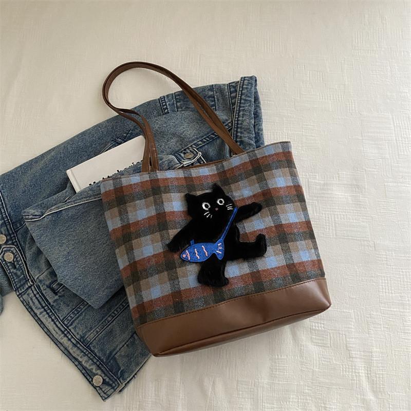 Fashionable Korean Style Tote Bag For Women With Cute Dog And Cat Patterns For Daily Use