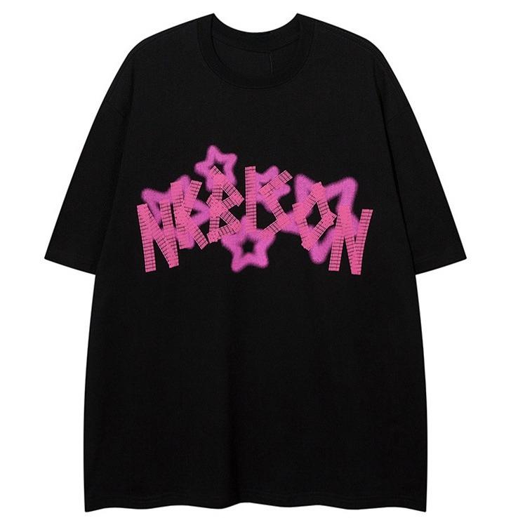 

Stars Graphic Print Autumn Pure Cotton Men s and Women s T-shirt Short Sleeve Street Fashion Trend Clothing Vintage Y2k Top S
