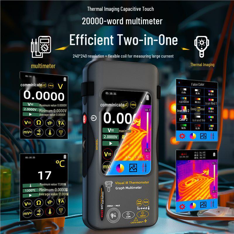 Infrared Thermal Imager & Digital Multimeter with Capacitive Touchscreen for Electrician Maintenance