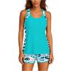 Women Two Piece Athletic Swimsuit Tank Top and Boyshorts Set with Printed Design Soft Fabric Quick Drying Swimwear for Outdoor Activities