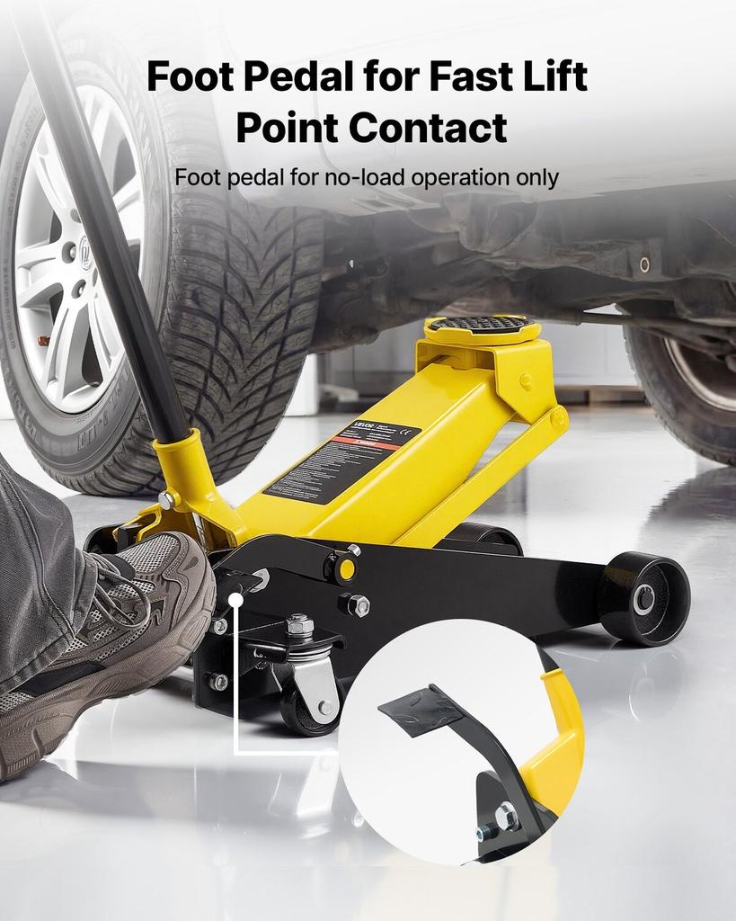 Low Profile Floor Jack, 3 Ton Capacity, Steel Racing Floor Jack with Single Piston Quick Lift Pump & Foot Pedal, Hydraulic Trolley Car Lift for