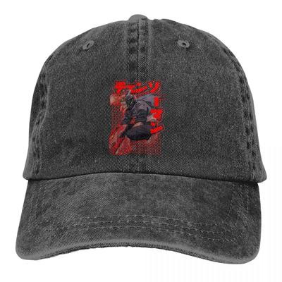 Washed Men's Baseball Cap Denji Red Trucker Snapback Cowboy Caps Dad Hat Chainsaw Man Anime Golf Hats