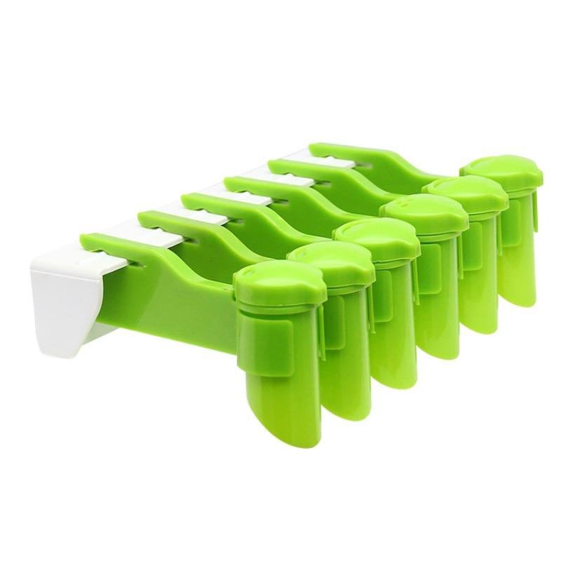 

Wall-mounted Seasoning Packet Storage Rack Without Perforation, Bagged Seasoning Packets with Sealed Clamps 6 holes pure green