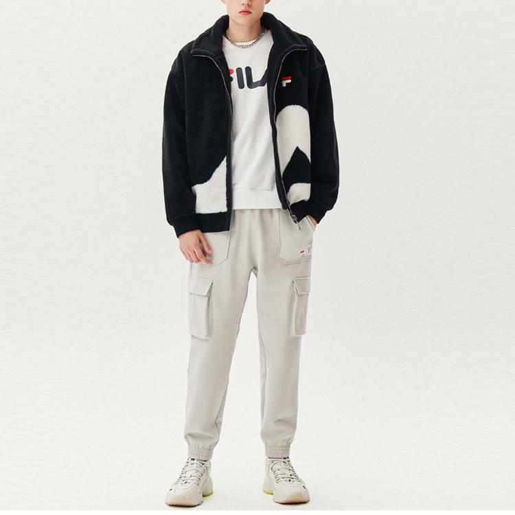 FILA Faux Lamb Wool Logo Sports Casual Jacket Men Jacket Black F51M148926FBK