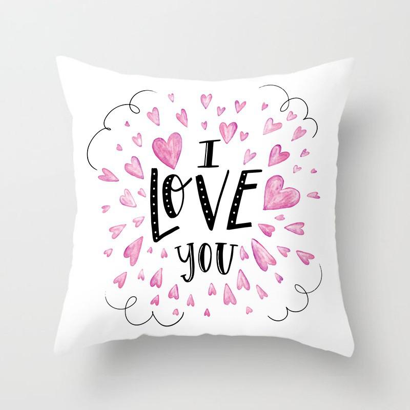 Seat Living Room Sofa Pillowcase Valentines Day Love Cushion Cover Red Pink Heart Home Decor