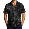 Men's Casual Short Sleeve Halloween Print Button Down Shirt