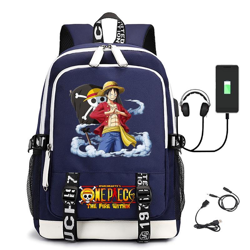 Hot-selling ONE PIECE Luffy backpack usb charging large capacity bag