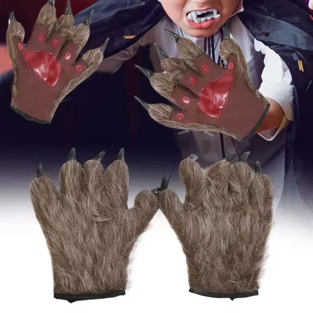 1 Pereche Mănuși Blănoase de Vârcolac Mănuși Gorilă Realiste Mănuși Lup Halloween Accesorii Foto
