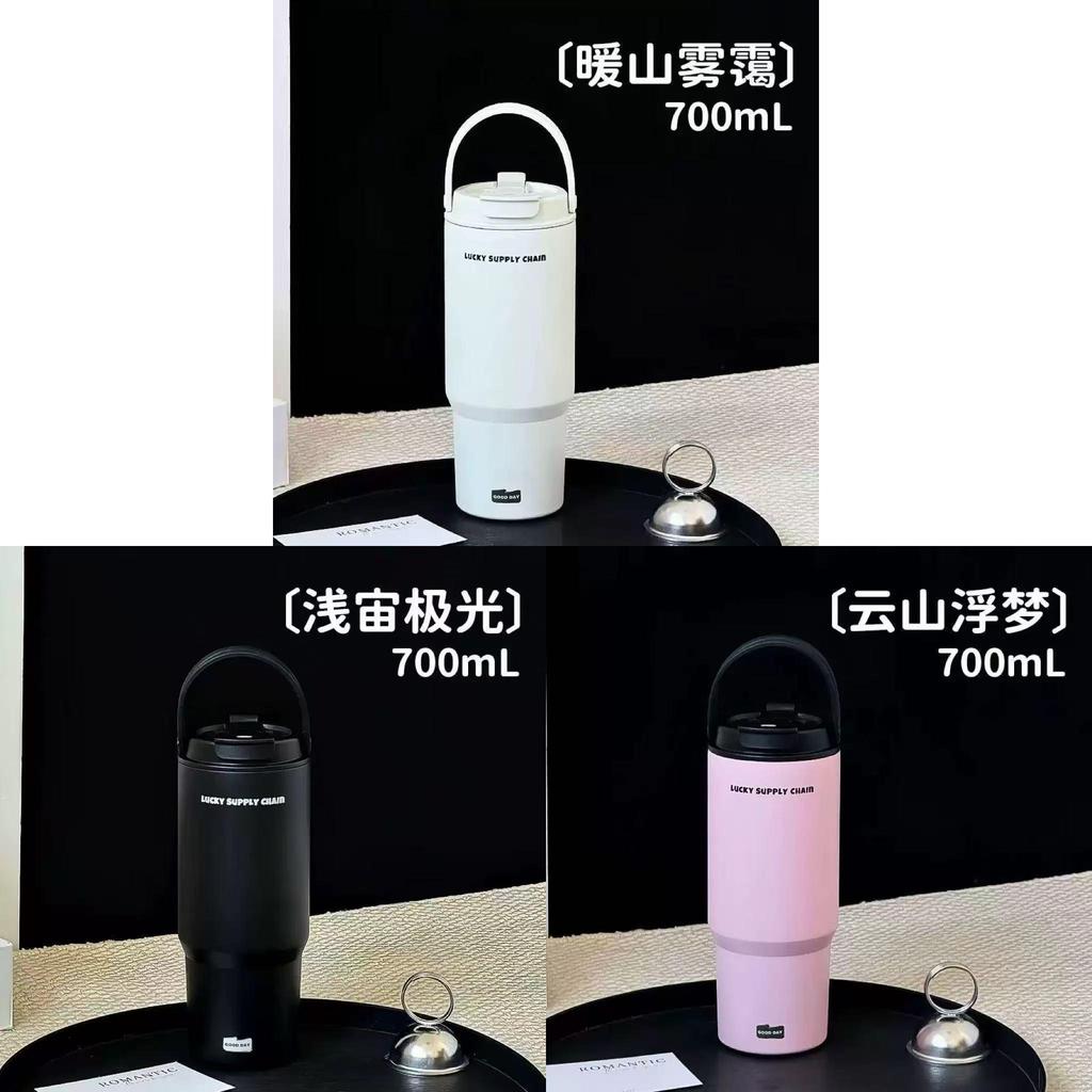 Water Cup Handle Lilang Double Walled Vacuum Thermos With Reusable Straw For Outdoor Use