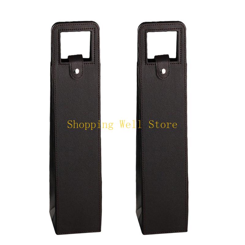 KX4B Set of 2 Leather Wine Bag Champagne Bottle Transporters for Outdoor Event and Weddings Elegant Wine Carriers Tool