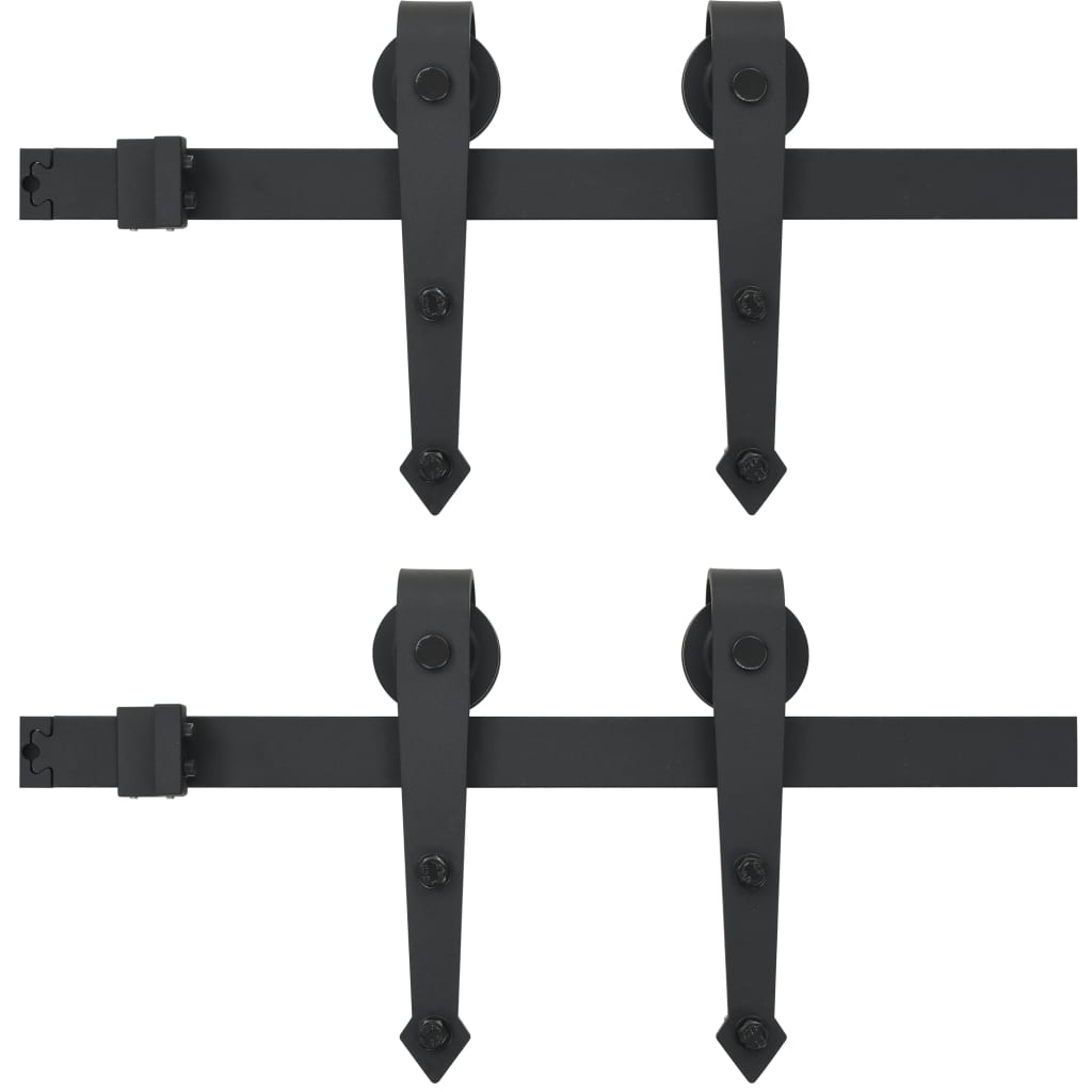 Vidaxl System Do Mocowania Drzwi Przesuwnych, 2 X 183 Cm, Stal, Czarny