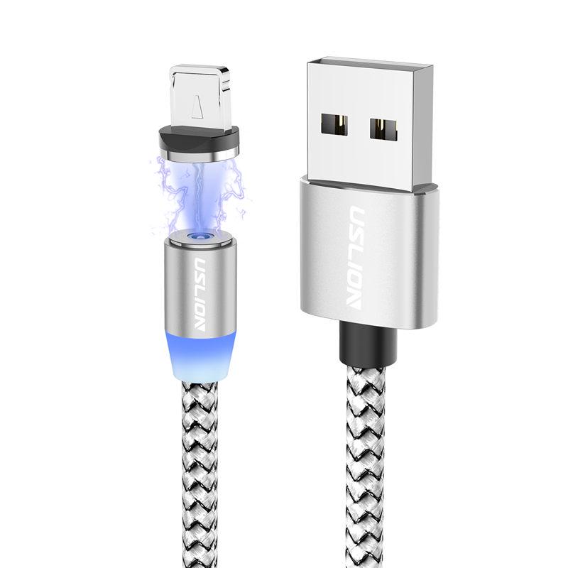 

USLION 2M Магнитный Micro USB Кабель Для iPhone Type-C Зарядное Магнитное Зарядное Устройство USB Кабель Type C 2M Type-C серебряный