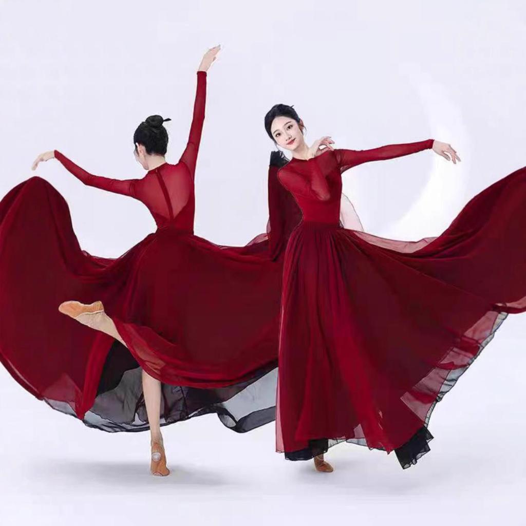 Chinesischer Klassischer Tanz Fließender Gaze-Rock - Doppellagig 720° Schwung Performance & Übungskostüm