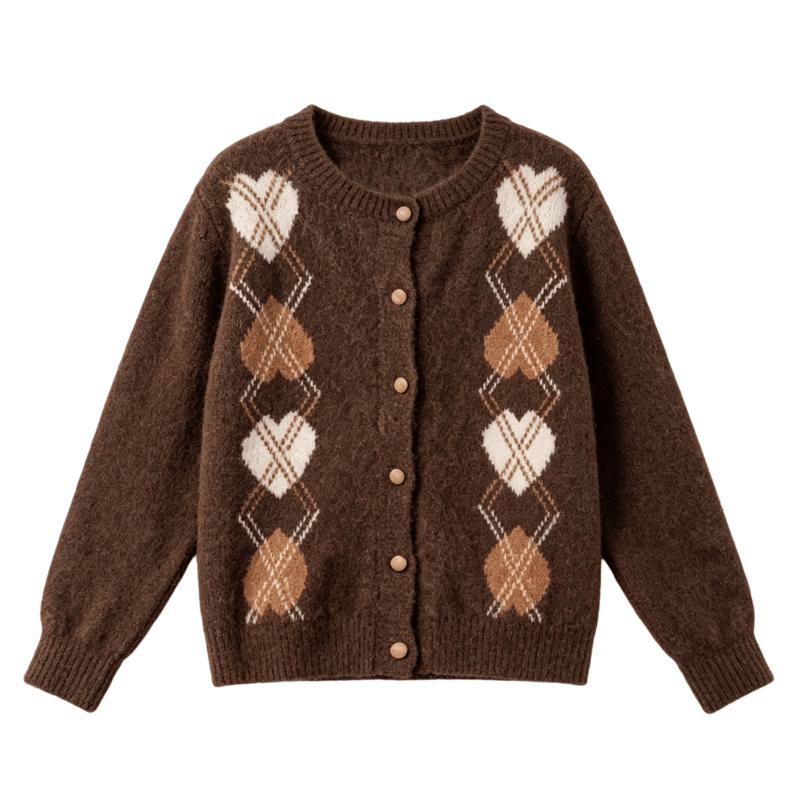 Betu Women's Vintage Argyle Knit Cardigan