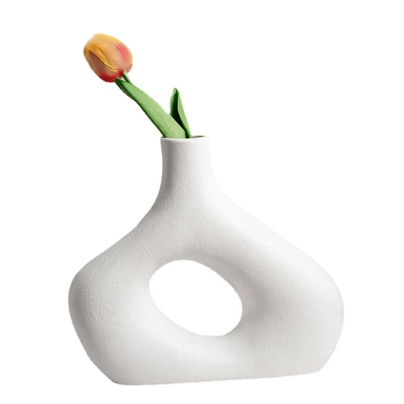 1pc Nordic Ceramic Vase Simple Flower Ornaments Home Decor Personality Plant Pot Living Room Desktop Decoration