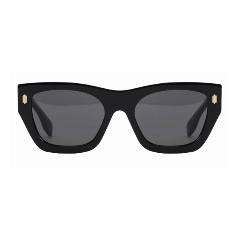 Fendi Metal Decor Elegant Acetate Irregular Shape Sunglasses Women Sunglasses Black FE4010001A