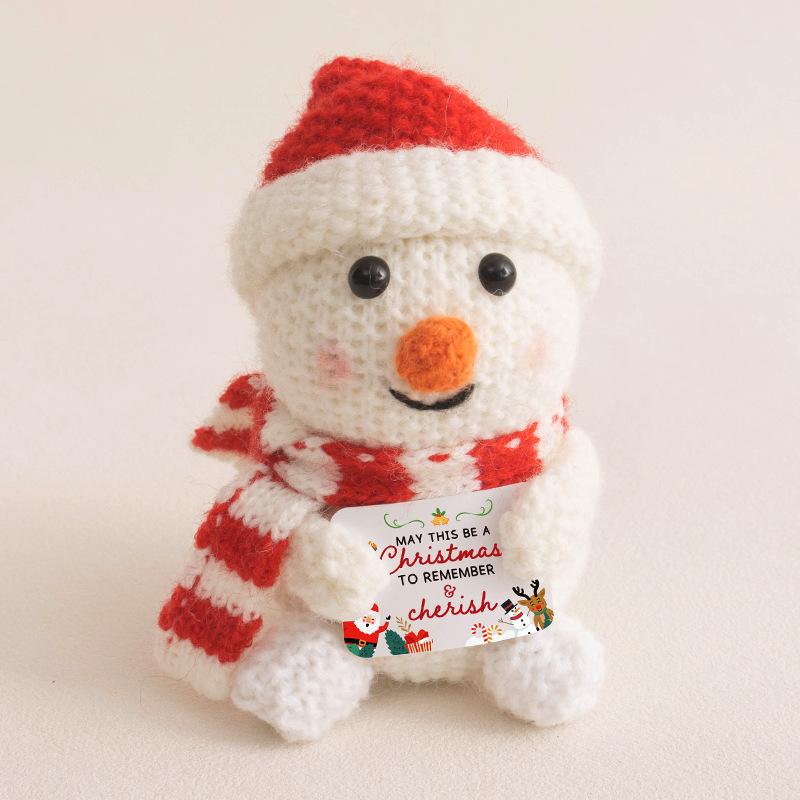 Cute Crochet Positive Energy Santa Dolls,Table Decoration with Card,Pocket Handmade Knitted Dolls Christmas Gift Home Decoration