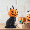 Halloween Decoration Black Cat Pumpkin Statue Resin Collectible Halloween Figurines