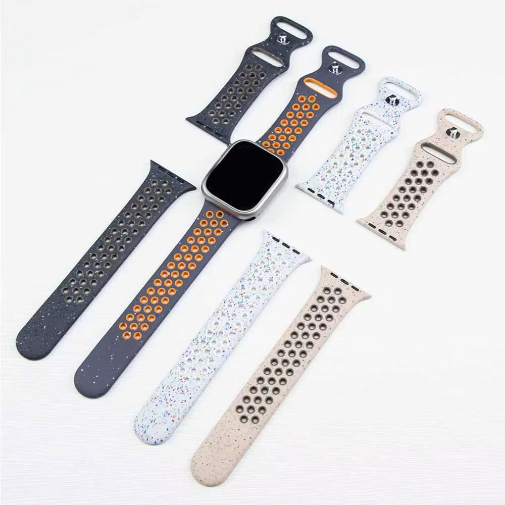 Silicone Band for Apple Watch Bands 45mm 40mm 46mm 44mm 49mm Sport Breathable Watchband Iwatch Series 11 10 9 8 7 SE Ultra Strap