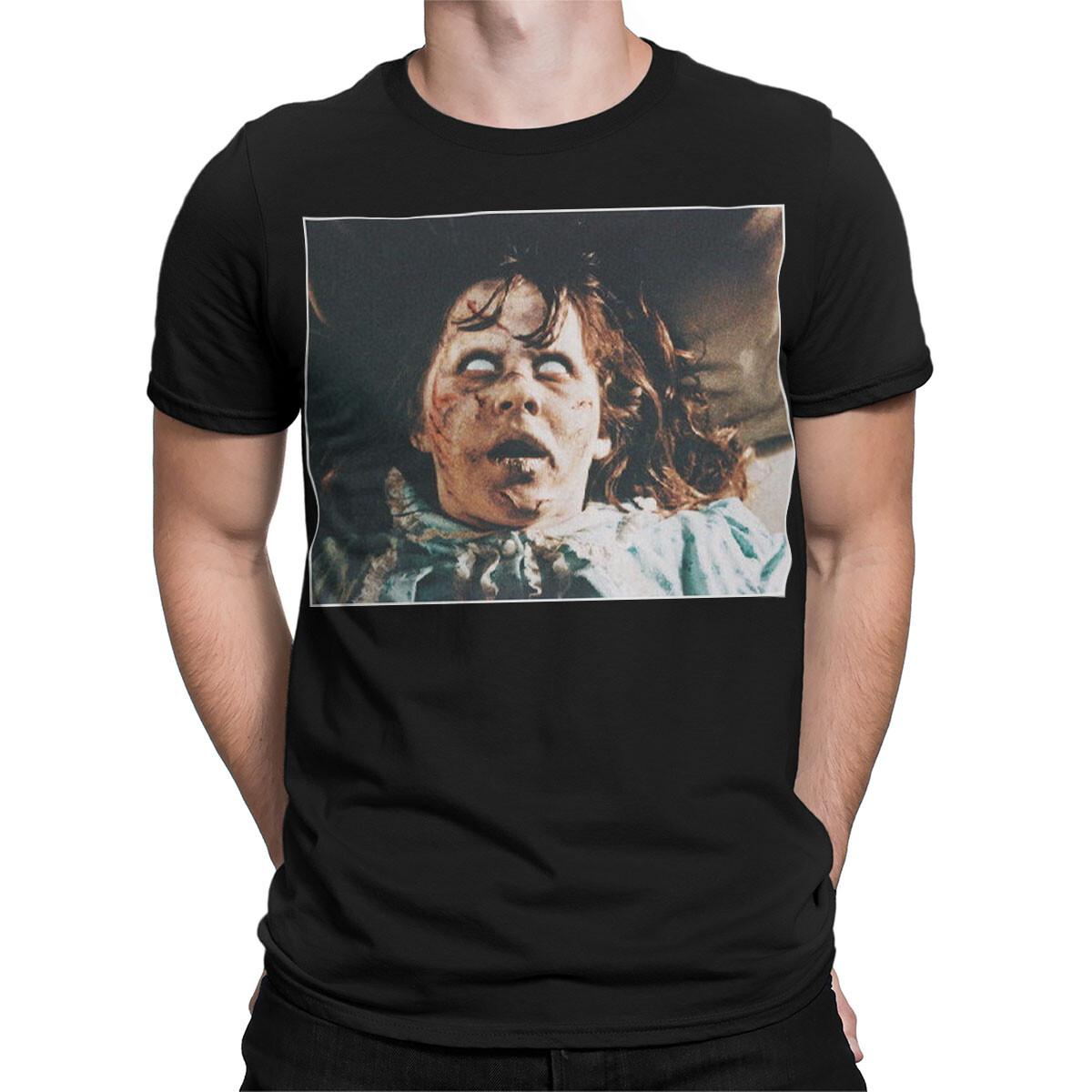 Horror Distressed Face Character Vintage Horror Graphic Tee Mens Womens 100% Cotton T-shirt Mens Tees Top 3XL