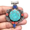 Handmade Tibetan Silver Gemstone Turquoise Red Coral Nepali Necklace Jewelry