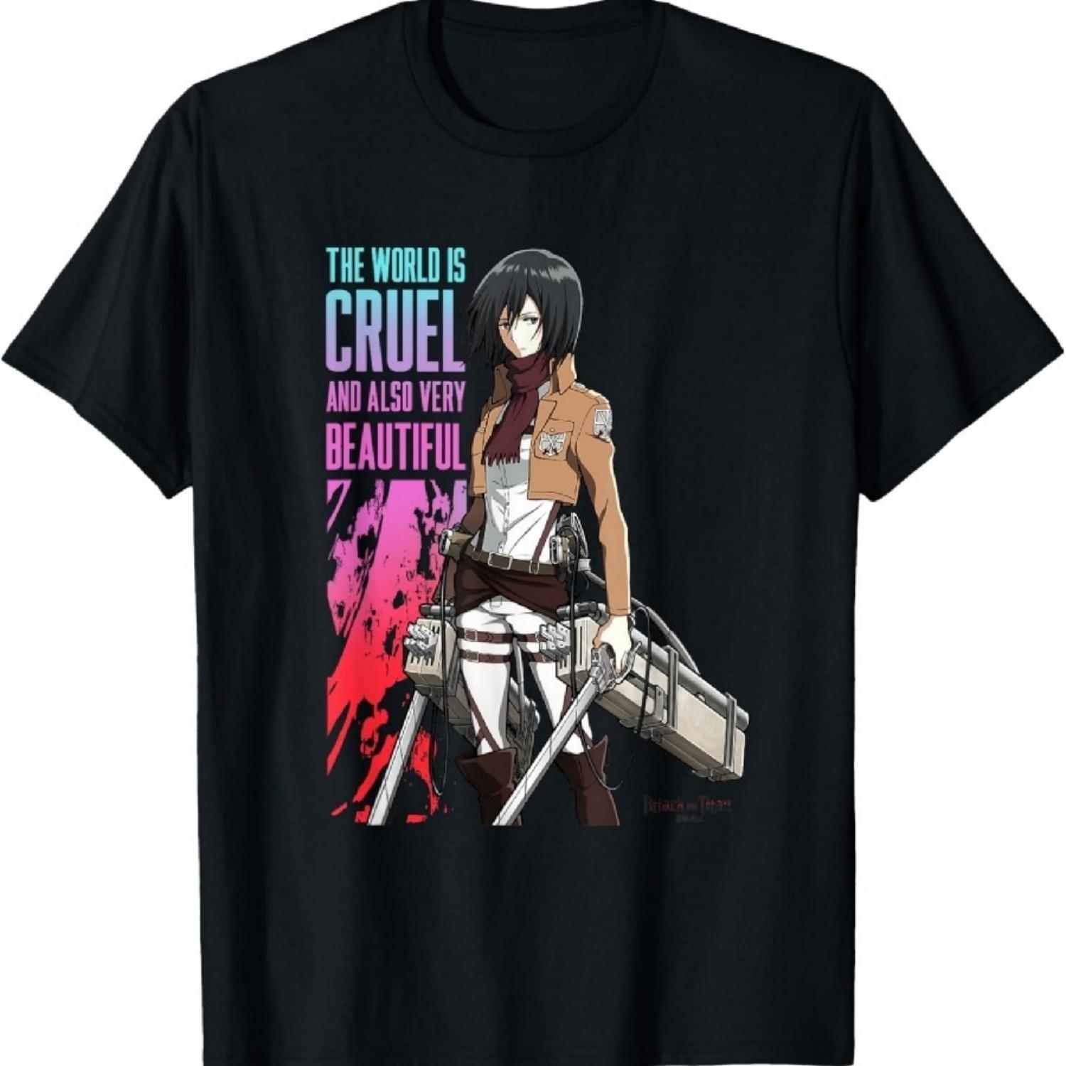 

Attack on Titan The World Is Cruel AOT Anime T-Shirt XXXXXL чорний