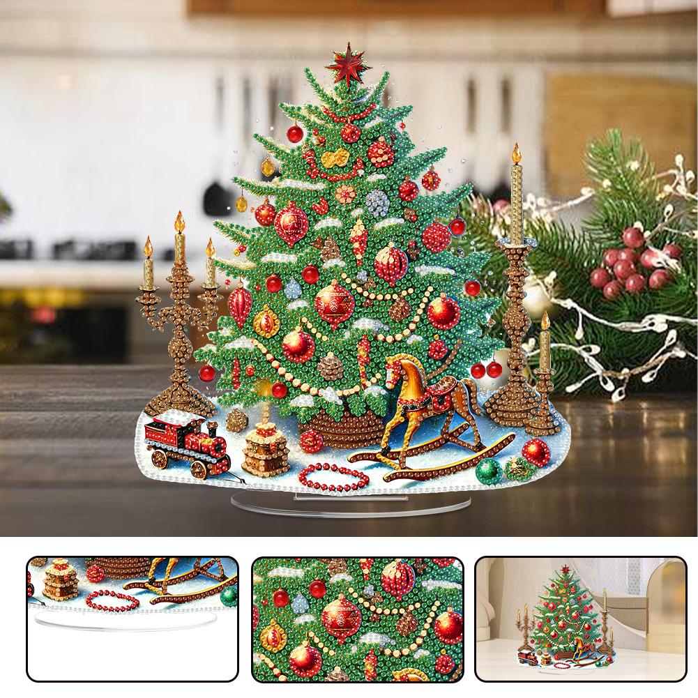 2D/Flat Xmas DIY Diamond Painting Tabletop Ornaments Kit Table Top Diamond Painting Ornament Kits for Home Office Desktop Decor