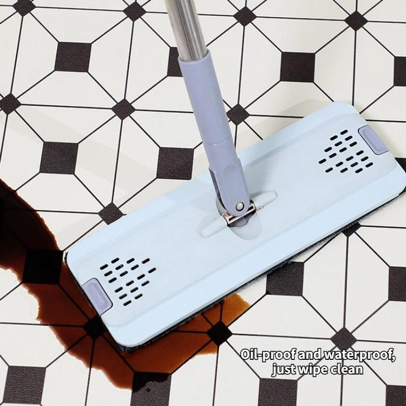 Kitchen Carpet Anti-fouling Oil-proof Grid Floor Mat Scrubbable Waterproof PVC Leather Balcony Bathroom Non-slip Rug