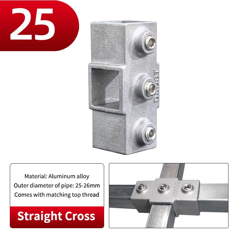 20x20mm Čtvercová trubka Třícestný 25x25mm 30x30mm Hliníková slitina Koleno Spojka Příslušenství Pevný spoj trubky