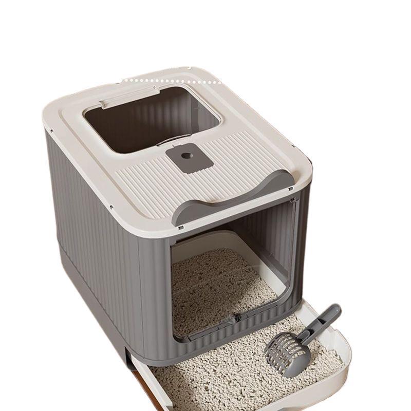 Super Large Anti-Leak Cat Litter Box with Sterilization, Top-Entry, Deodorizing, and Splash-Proof Features - Fully Enclosed.