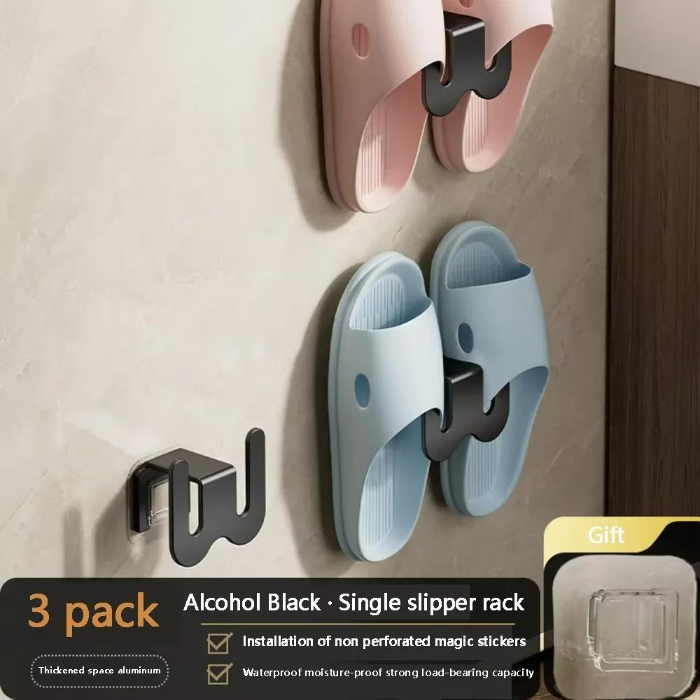 Non Perforated Simple Shoe Storage Rack Bathroom Door with Drainage on The Back Wall Bathroom Slipper Rack Wall Mounted Hook