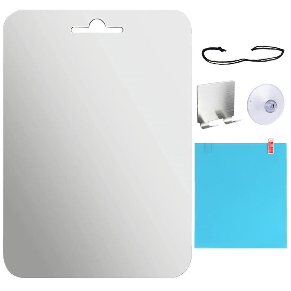 

Акрилове дзеркало проти запотівання для душу, гоління, дзеркало без запотівання з гачком-тримачем для бритви, присоска для душу, знімне настінне дзеркало для макіяжу білий