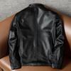New Autumn Winter Genuine Leather Jacket Men Slim Fit Stand Collar Short Casual Simple Coat